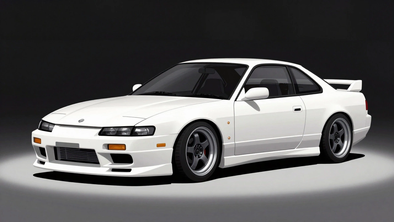 Nissan S13 Silvia на японской выставке с идеальной геометрией и тонированными стёклами.