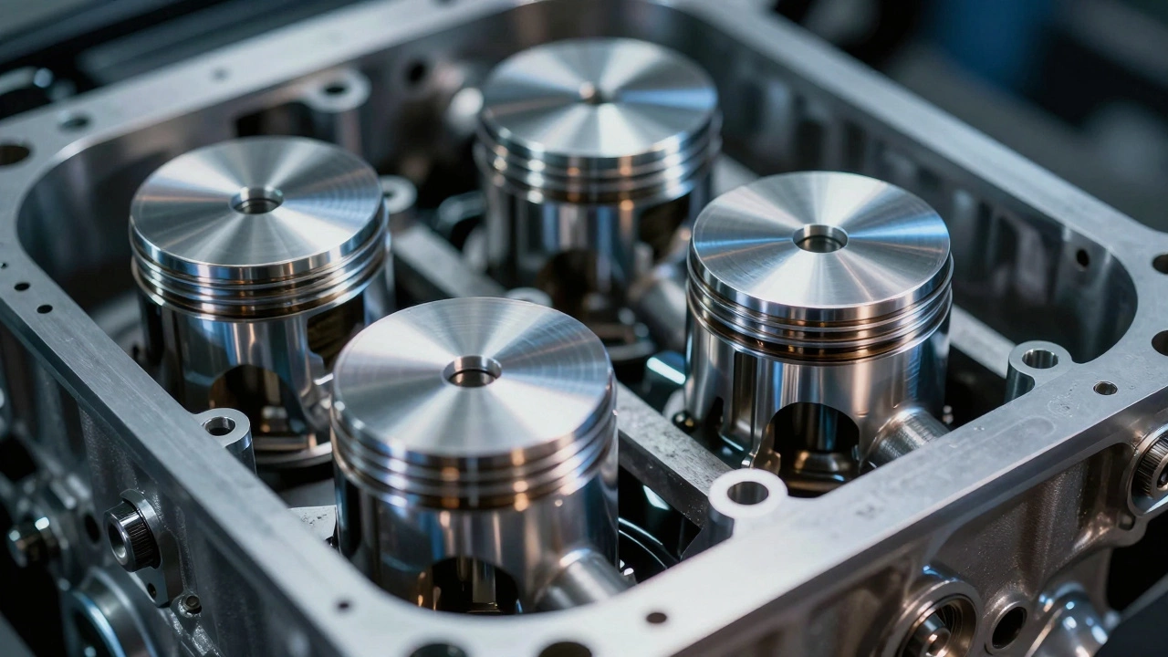 Визуализация работы поршней и клапанов внутри автомобильного мотора.