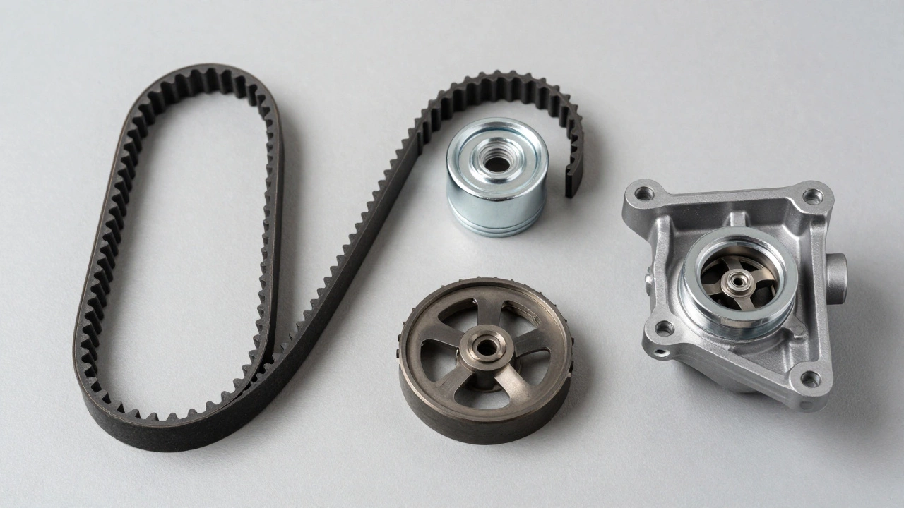 Комплект для замены ремня ГРМ: новый ремень, ролики и помпа