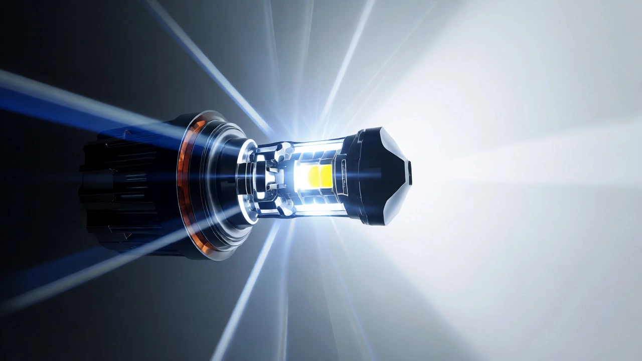 Крупный план современной LED-лампы с холодным белым свечением